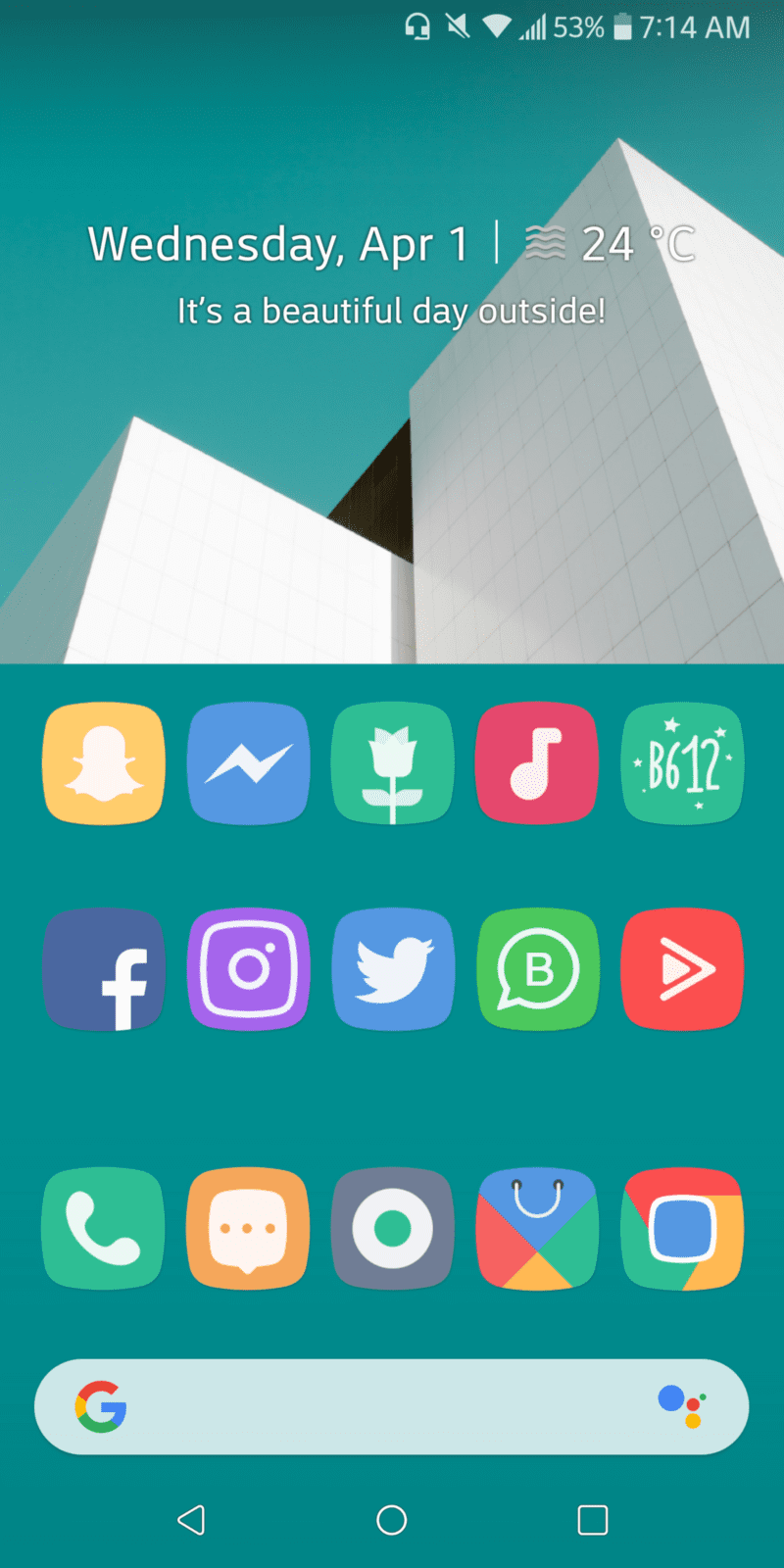 Android homescreen My Home Screen of LG G6